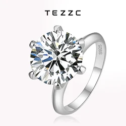 Tezzc 1ct 2ct 3ct 5ct Moissanite Engagement Ring For Women 925 Sterling Silver diamond Rings Wholesale Jewelry with Certificate