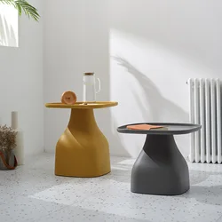 Mesa de centro cuadrada nórdica, mesa de té con personalidad roja Simple para dormitorio, sala de estar creativa, mesa lateral para balcón al aire libre