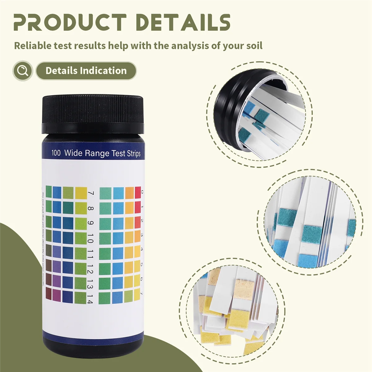 Тест-полоски BISM PH почвы 100 полосок Тестер почвы 0-14 PH Тест почвы, тест-полоски PH почвы, тестер растений для почвы, тест-полоски PH