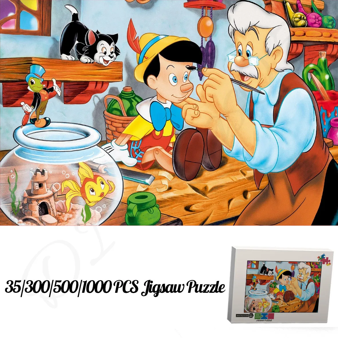 

Disney Pinocchio Puzzles for Kids and Adults 35 300 500 1000 Pieces Wooden Cartoon Jigsaw Puzzles Decompressed Toys and Hobbies