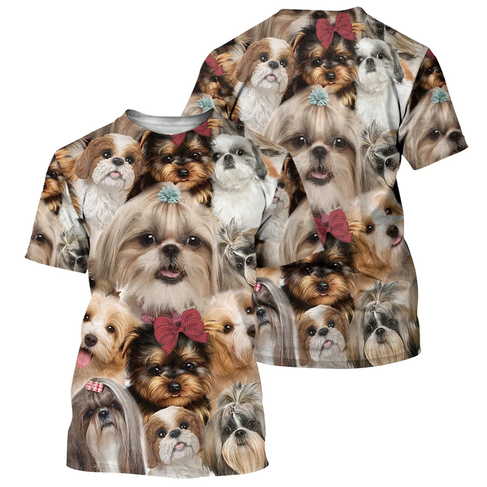 Summer Fashion Casual Funny Animal Dog graphic t shirts Men Hip Hop Personality Trend Printed Tees Oversized O-neck Short Sleeve