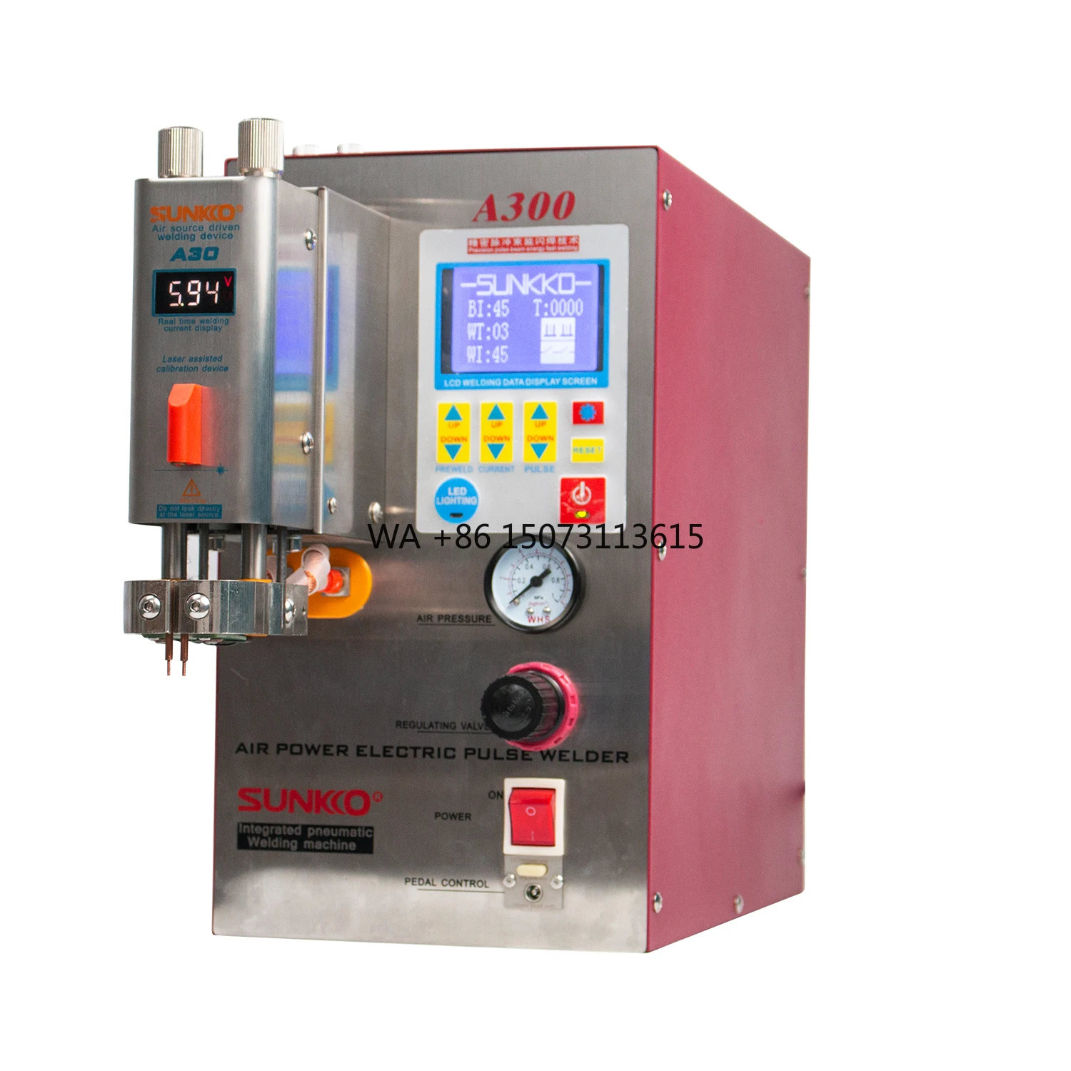 

SUNKKO A300 Glitter Weld Lithium Battery Lithium Ion Battery 18650 21700 32650 to Nickel Pneumatic Spot Welder Welding Machine