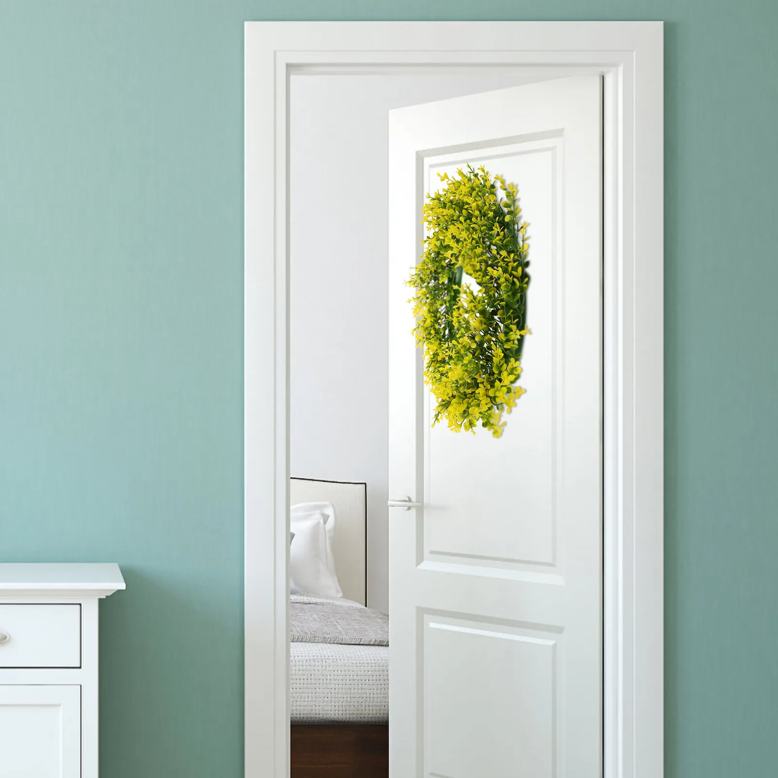 

Spring Wreath Artificial Leaf Wreath Simulation Leaves Home Decoration Door Hanging Welcome Front Door Adornment Easter Festival
