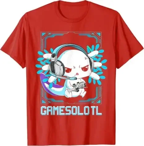 Axolotl Gaming Kids Boys Girls Kawaii Anime Video Game Pew Gamer T-Shirt Gift Cute Gamesolotl Graphic Tee Tops Teens Clothes