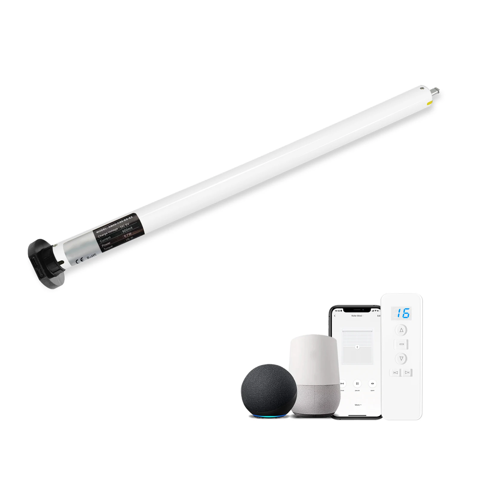 

A-OK Motorized Tubular Blind Motor with Alexa Compatible Wireless Rechargeable Lithium Battery Durable High Quality Design