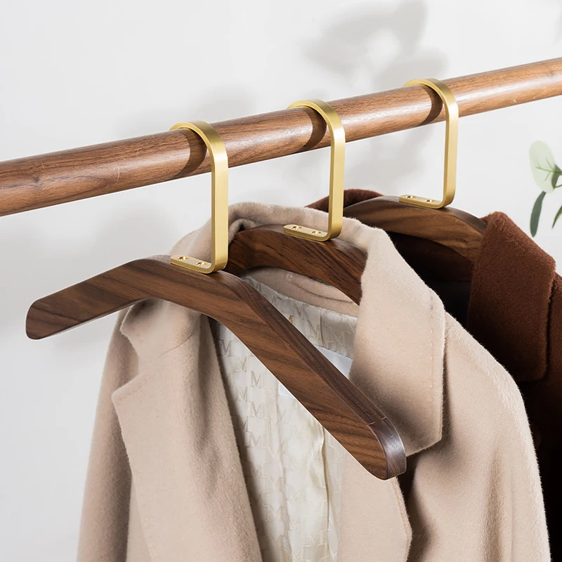 1pc Retro Wooden Hangers Coat Organizer Hanger Thicken Width Luxury Dress Clothes Display Storage Hanging Rack Clotheshorse