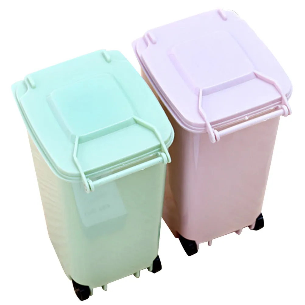 2Pcs Mini Desktop Trash Can with Lid Pink Small Garbage Bin Desk Trash Holder for Office Bedroom Kitchen Car Counter
