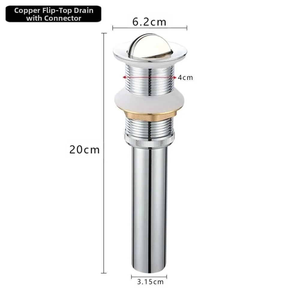 

Flip Plate Type Basin Drain Device Anti-Clogging Rust-proof Sink Stopper Rapid Drainage Anti-odor Universal Sink Drain