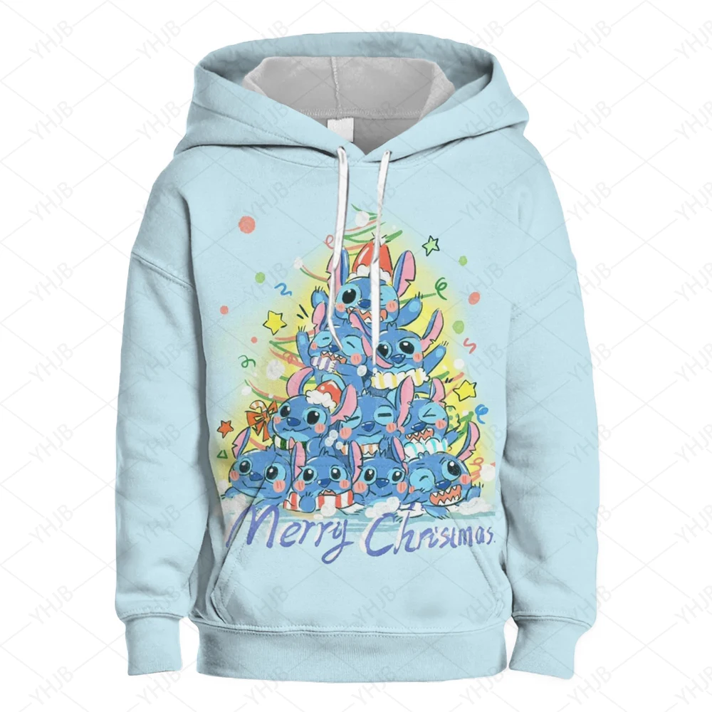 Disney Stitch Christmas Hoodie Children's Hoodie Cartoon Print Lilo&Stitch Spring and Autumn Children's Sportswear