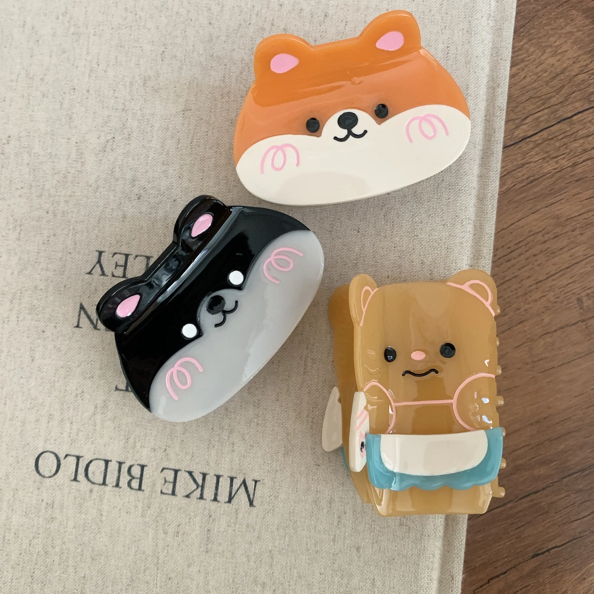 DuoShang Cute Cartoon Animal Corgi Bear Hair Claw Acetate Claw Clips Animal Series Crab Hair Clips for Women Hair Accessories