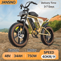 JANSNO X70 Electric Bike 750W Powerful Motor 48V34AH Dual Lithium Battery Electric Bicycle Adult City 20*4 Inch Fat Tires E-Bike