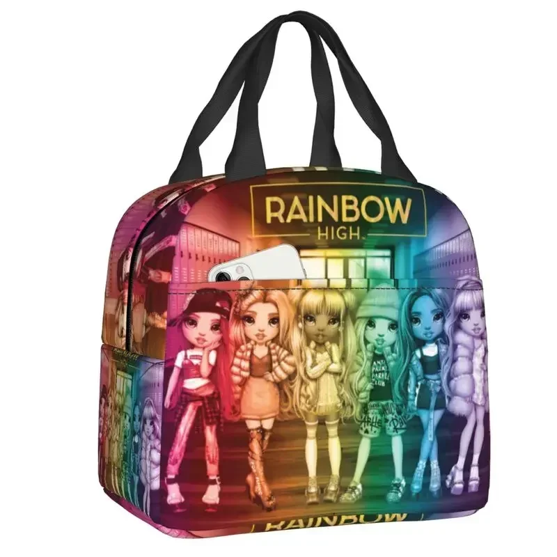 Rainbow High Group geïsoleerde lunchtas voor kamperen, reizen, geanimeerde thermische koeler, lunchbox, dames, kindervoedselcontainer, draagtassen