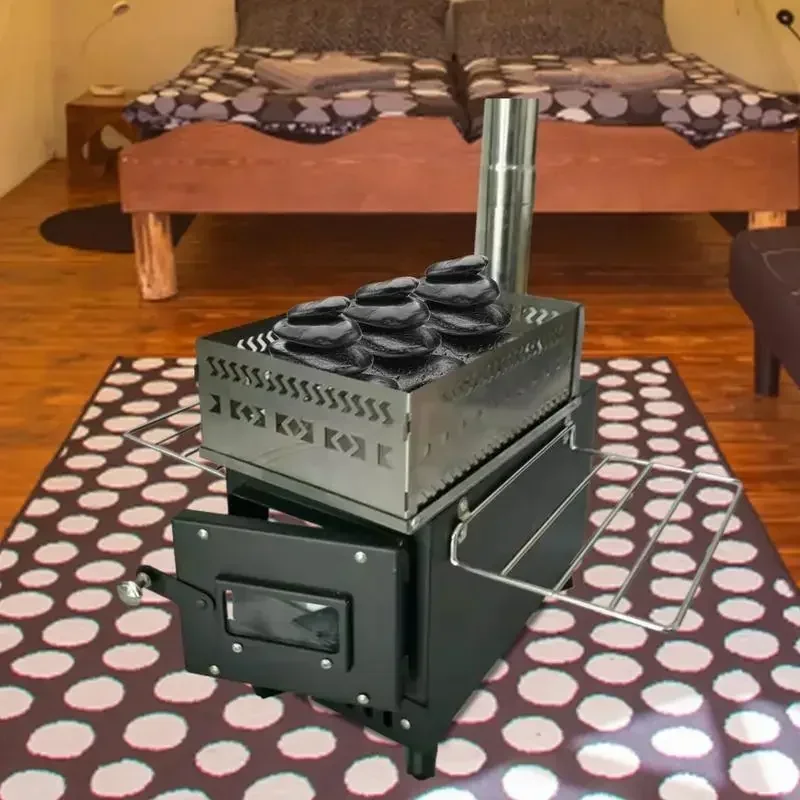 صندوق حريق فحمي قابل للطي حامل حجر ساونا مقاوم للحرارة ملحقات موقد الخشب للساونا التنزه الصيد الطبخ الشواء #4