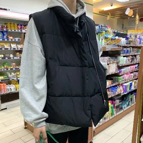 가을 겨울 면 조끼 루즈핏 작업복 조끼 다용도 따뜻한 두꺼운 재킷