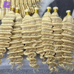 613 Bulk Human Hair for Braiding Deep Wave Double Drawn Bulk Human Hair Extensions No Weft Human Hair Bundles for Boho Braids