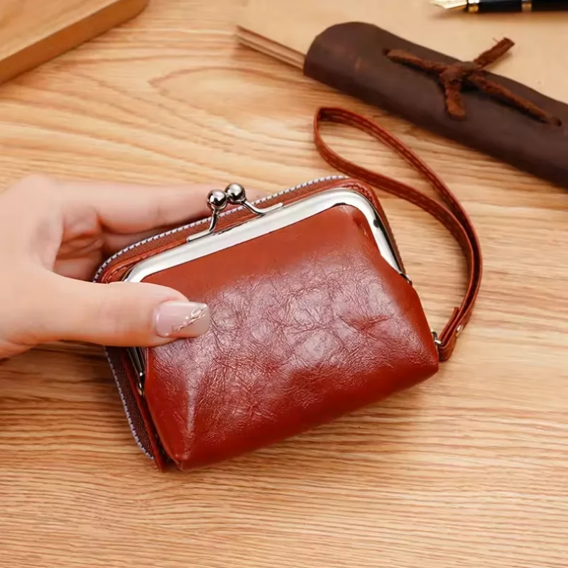 NEW Small Hand-held Portable Bag Wallet Mini Zipper Clip Cute Coin Pouch Buckle Purse Storage Case Multi Card Slot Wrist Strap