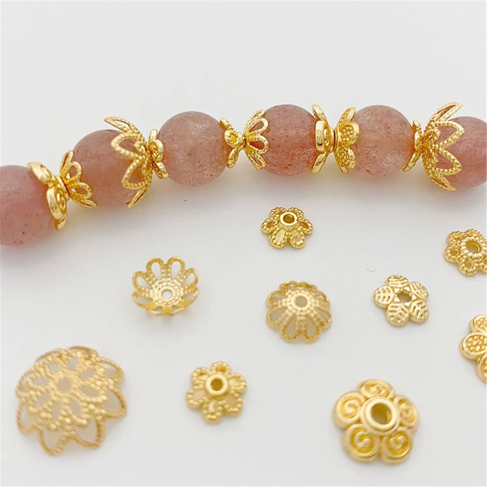 14K Gold-plated Flower Tray with Five Petal Flower Beads DIY Handmade Beaded Bracelet Necklace Accessory Partition Accessories