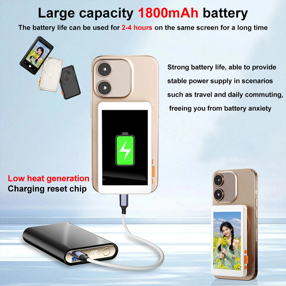 Wireless Magnetic Monitor Screen for Phone Rear Camera Selfie Vlog Live Stream Video Recording Internet Celebrity Selfie Screen