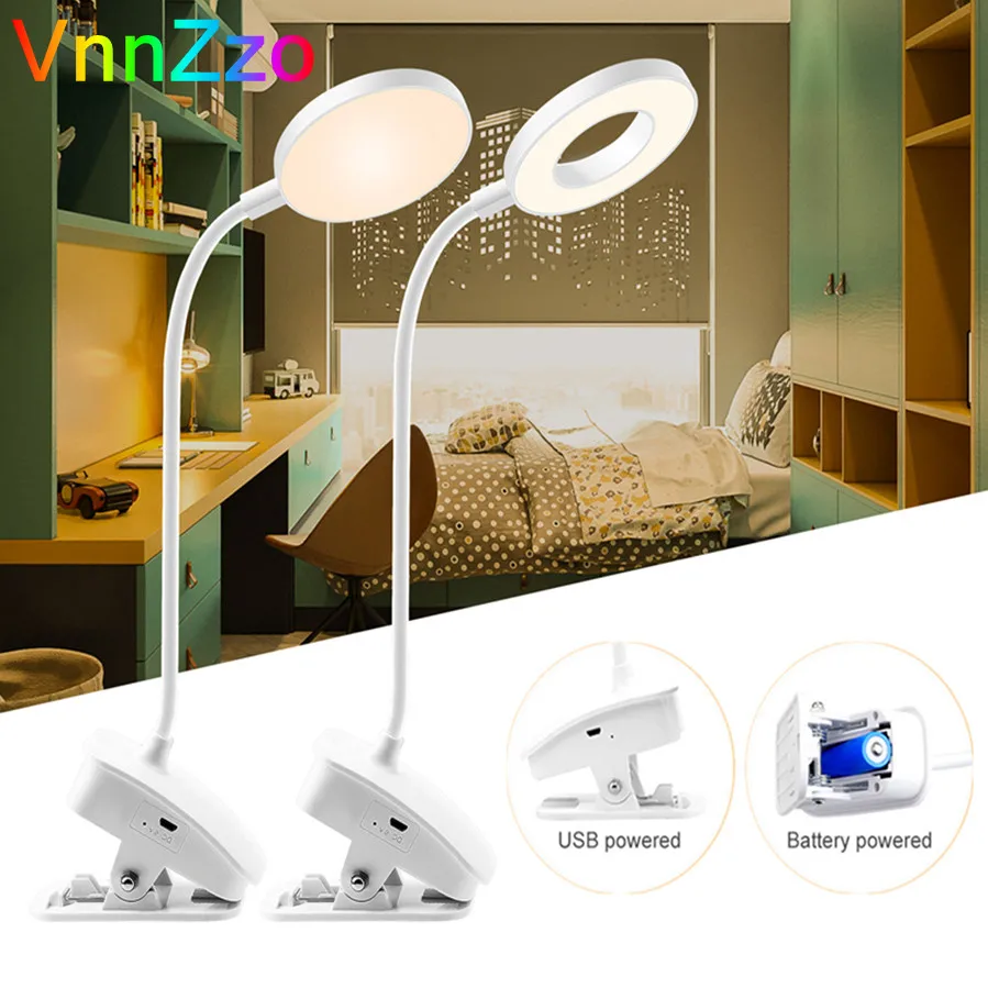 

VnnZzo Wireless Table Lamp Study 3 Modes Touch Dimming Rechargeable LED Reading Desk Lamp USB Table Light Bedside Flexo Lamps