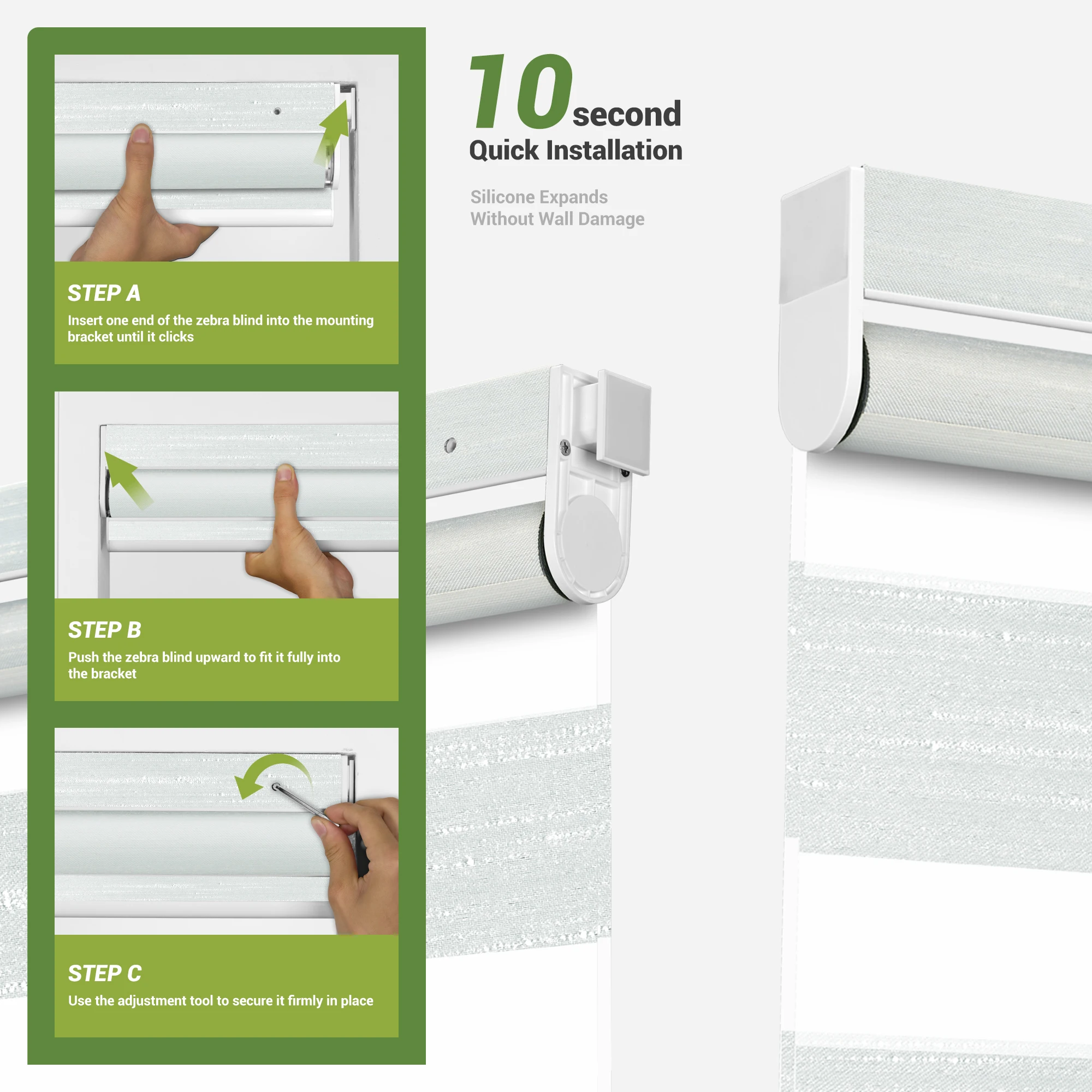 No Drill Window Blinds Dual Layer Blinds Blackout Light Filtering Linen Roller Shades for Window Home Hotel