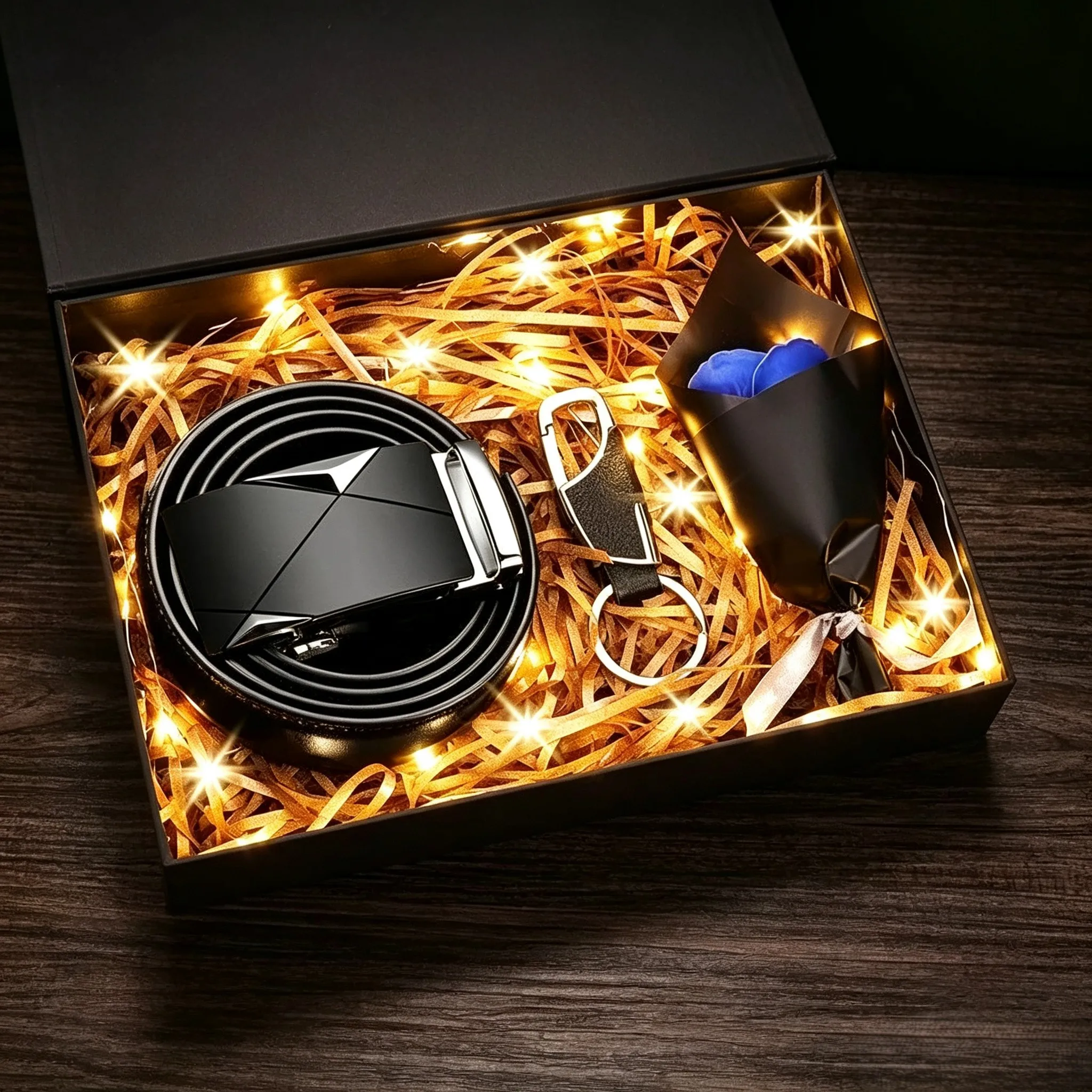 Men Gift Set Sunglasses Keychain Present Box with Soap Flower LED Light Gift Bag For Birthday Anniversary Holiday Gift