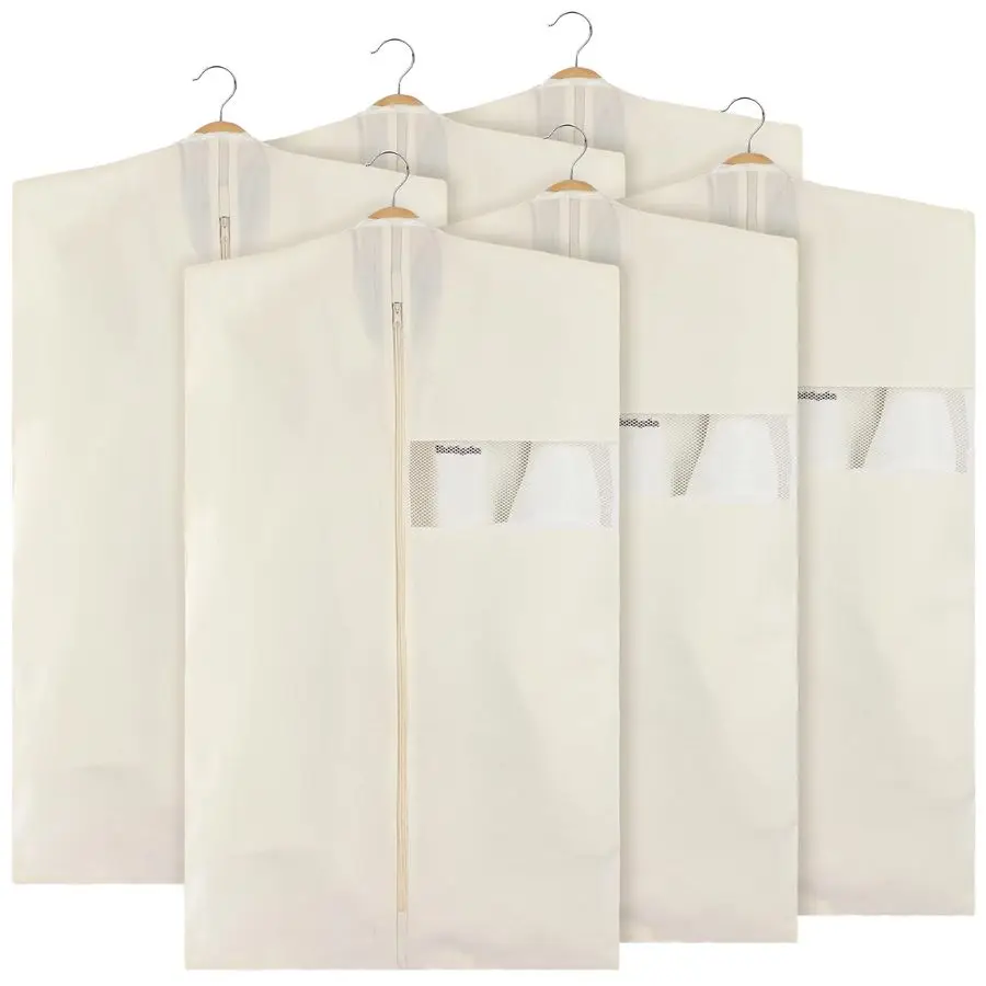 

6 Pcs 24 x 40 Inches Cotton Garment Bags for Hanging Clothes, Canvas Suit Bags for Clothes Coats Jackets Shirts Closet Storage T