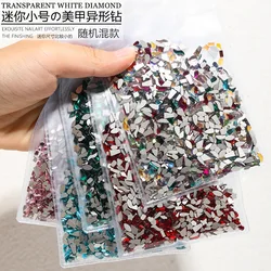 100 stks/zak Multi Vormen Mini Glas Nail Art Steentjes 3D Helder/AB/Rood/Goud Sparkle Plaksteen Kristallen Edelsteen Nail Art Craft