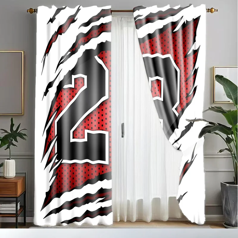 Number 23 jersey with a scratch Print Drapes Room Darkening Window Curtains for Home Decor,Rod Pocket Blackout Curtains Bedroom
