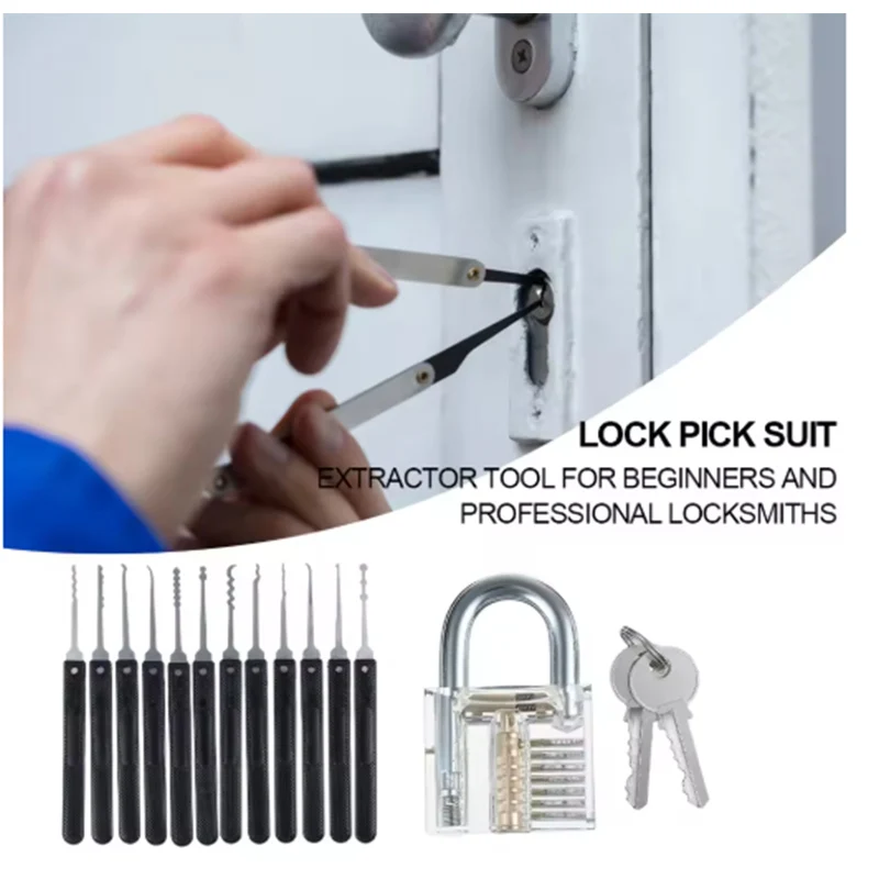 1 مجموعة قفل اختيار مجموعة أدوات الأقفال شفافة أقفال التدريب متعددة الوظائف مجموعة الصلب لأجهزة قفل للأدوات اليدوية