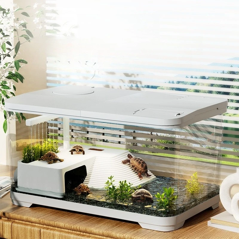 

Turtle Tank Glass with Sunlight Backlight Desktop Landscaping Turtle Tank Terrariums Breeding Container Reptile Pet Product