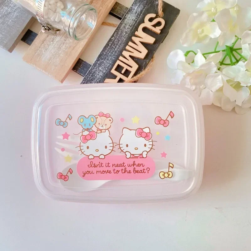 Sanrio Hello Kitty My Melodie Kuromi Plastic Lunchbox Cartoon Anime Crisper Boxes Draagbare Verdeelde Bento Box In De Magnetron