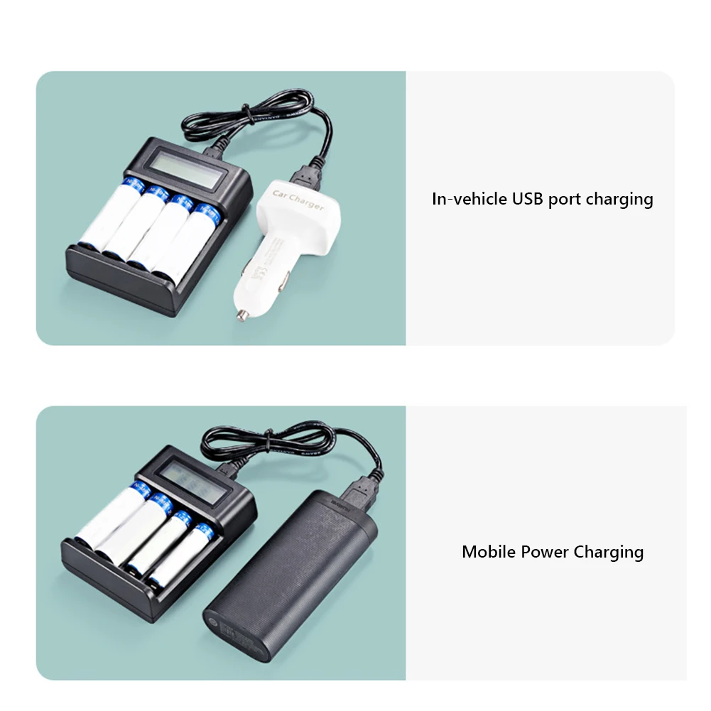 4 Slots LCD Display AA AAA Rechargeable Battery Charger Independent Slot Fast Charger for NI-MH /NI-CD 1.2V Rechargeable Battery