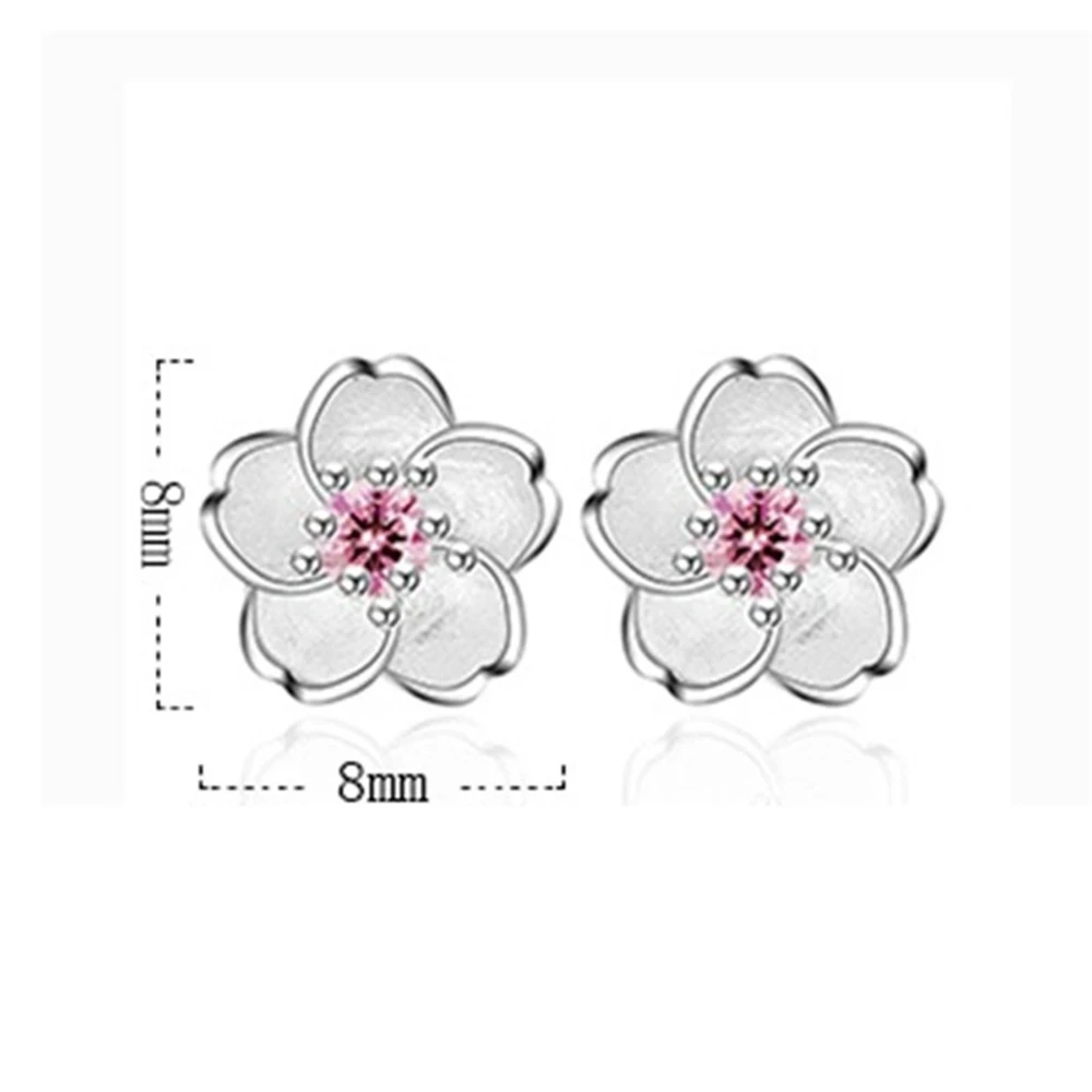 925 silver needle Fashion women fungus ornaments romantic cherry small clean Earrings pink purple luxury  jewelry