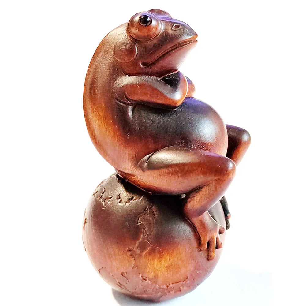 

Y8340 - 7 x 3.8 x 4 CM Carved Boxwood Carving Figurine Netsuke - Funny Frog