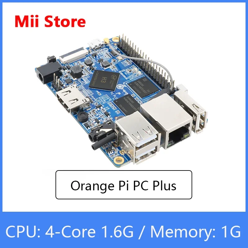 Orange Pi PC Plus Board RAM 1G with 8GB Emmc Flash Mini Open-Source Single Board Support 100M Ethernet Port/Wifi