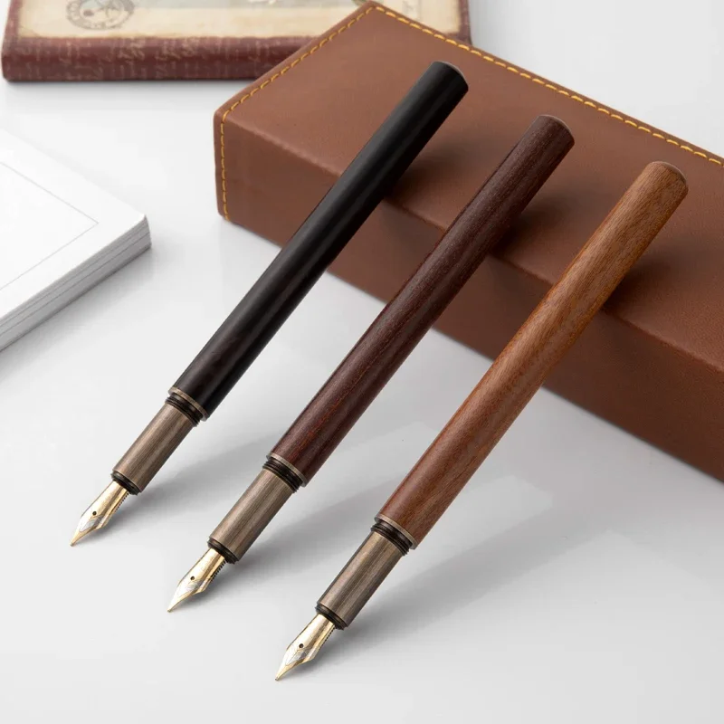 

Luxury Retro Wood Bronze Fountain Pen Office Business Writing Art Calligraphy Ink Pens 0.5mm School Student Stationery Gifts