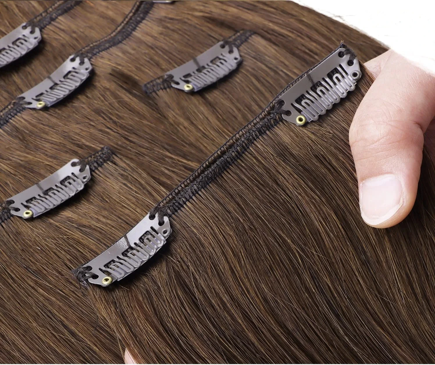 Extensiones de cabello humano liso Natural, pelo postizo resistente al calor, Remy, Color marrón, n. ° 4, 18 Clips, 120G