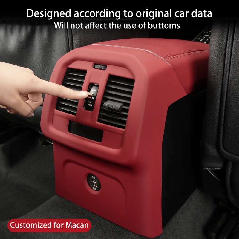 For Porsche Macan 2014-2024 Car Rear Air Conditioning Vent Cover A/C Protector Frame Armrest Box Back Conditioner Outlet Sticker