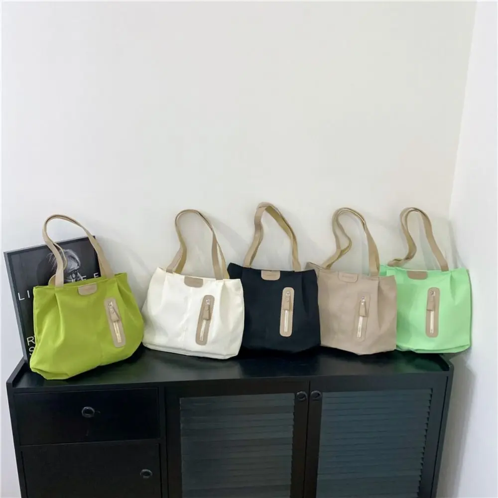 

Large Capacity Solid Color Shoulder Bag Korean Style Lightweight Eco Bag Vacation Tote Bag Solid Color Office Worker Tote