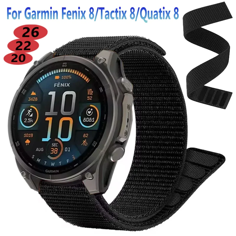 22mm 20mm 26mm Nylon Strap For Garmin Fenix 8 Tactix 8 Quatix 8 Fashion Wristband Fenix E/Enduro 3/Instinct 3/Forerunner 965 970