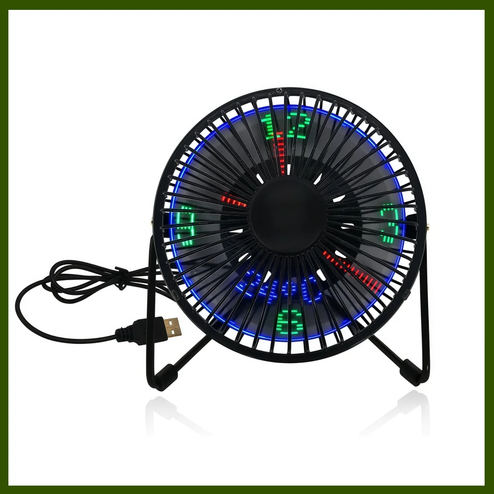 USB Clock Fan USB-Powered Portable Mobile with Real Time Clock Temperature Display USB Fan LED USB Clock Fan for Home and Office