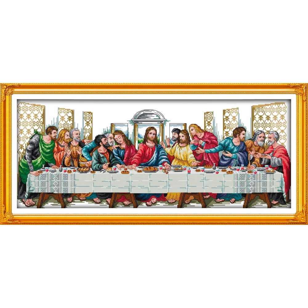 

Joy Sunday New Stamped Cross Stitch Kit,11/14/16CT DIY Easy Pattern Aida Fabric Embroidery Set-The Last Supper (3)