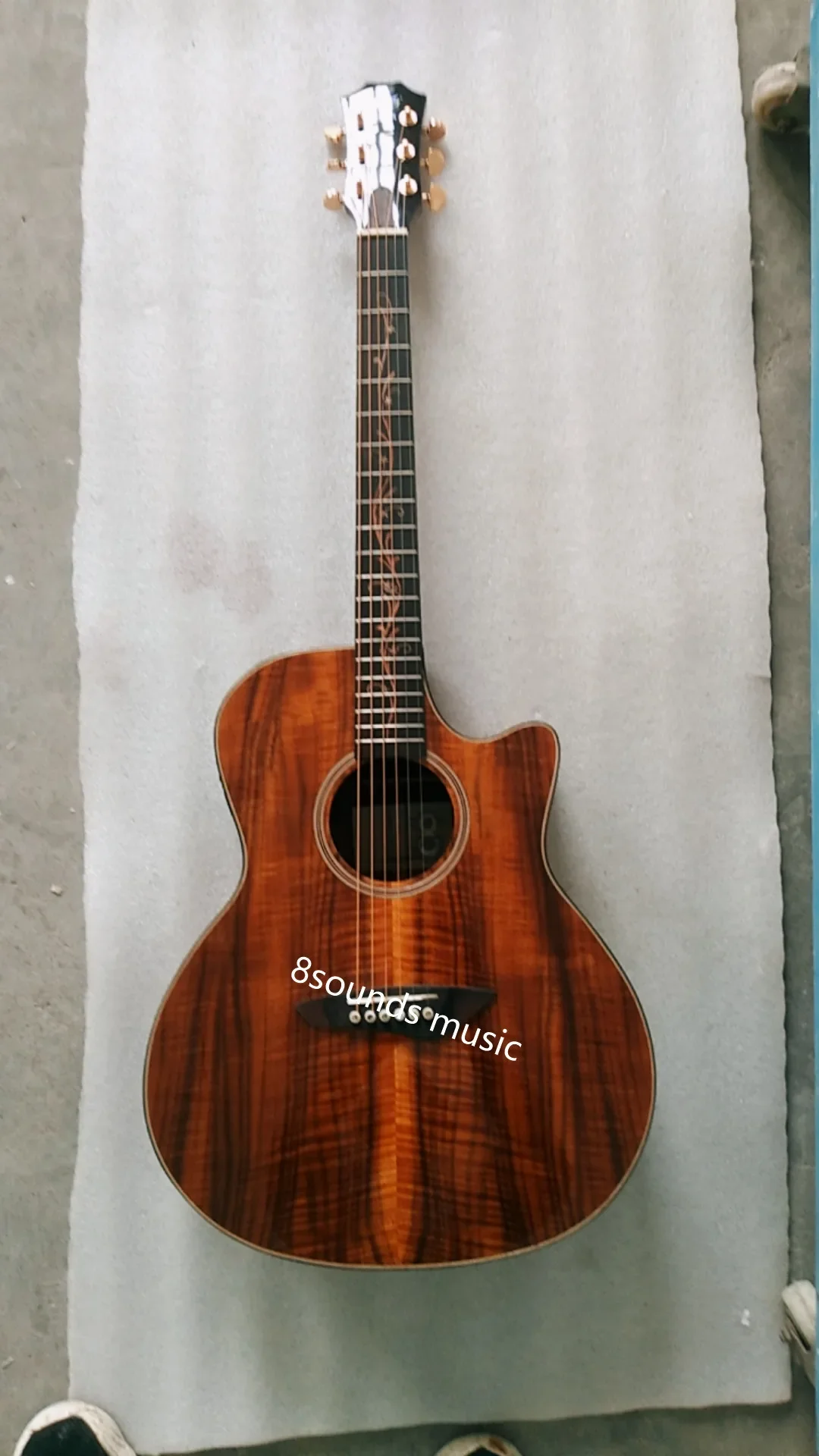 

free shipping koa wood cutaway GA acoustic electric guitar professional custom acoustic guitars K24 style upgrade koa guitar