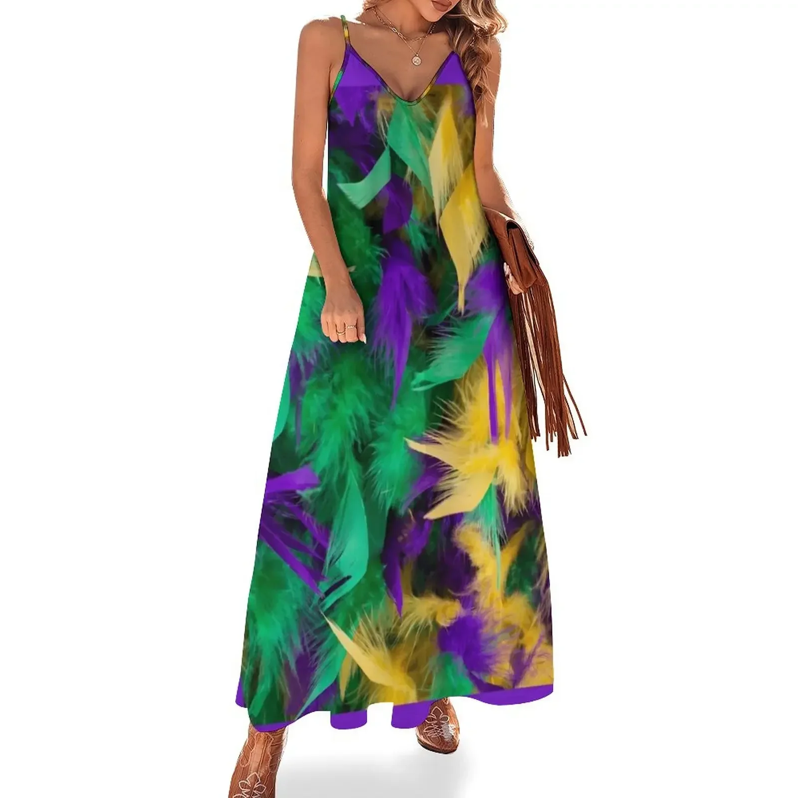 

Mardi Gras Feather Sleeveless Dress Party dresses elegant dress Dress