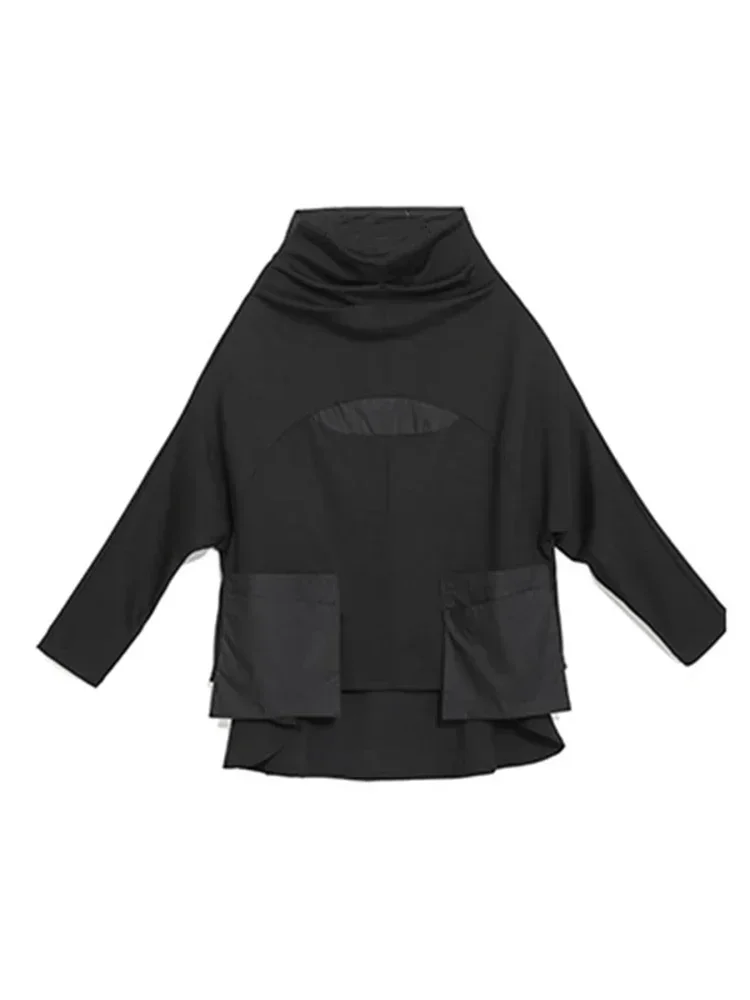 Xitao-女性用パッチワークポケットTシャツ,スタンドカラー,ストリートウェア,カジュアル,ブラック,韓国夏,lyh2877