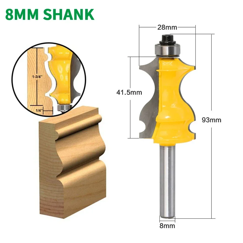 1PC 8MM Shank Milling Cutter Wood Carving Architectural Cemented Carbide Molding Router Bit Trimming Milling Cutter Woodworking