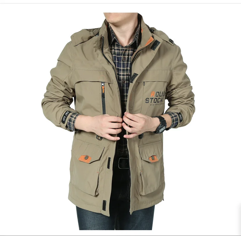 Autumn/Winter Outdoor Leisure Rush jacket, Large size Medium length waterproof and breathable men\'s jacket