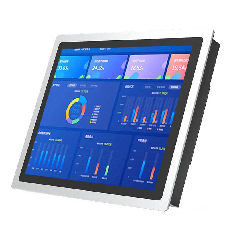 10.4 بوصة X86 Linux OS Android الكل في واحد شاشة تعمل باللمس كمبيوتر صناعي IP65 غلاف أمامي مسطح مع لوحة مدمجة بالسعة في المخزون