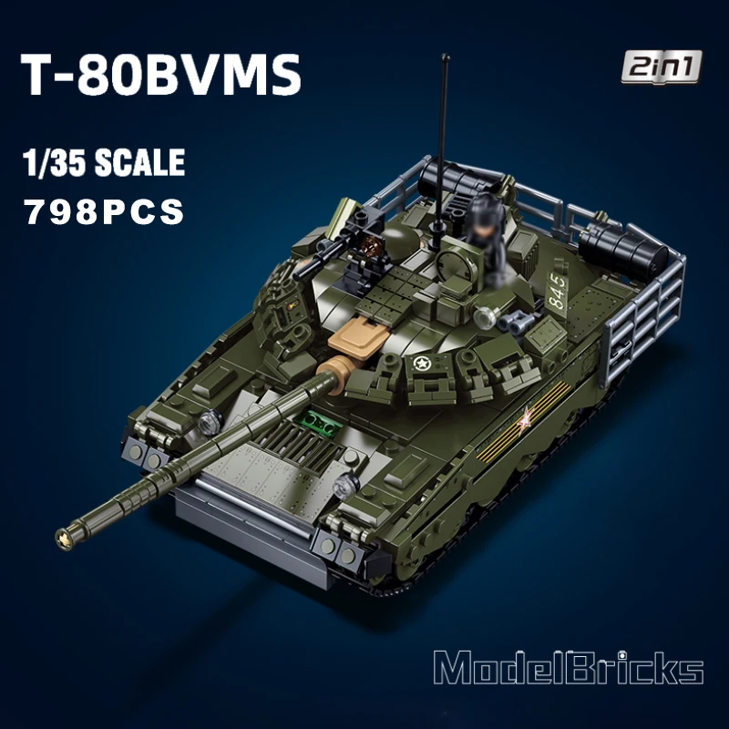 2023 New Soviet Army Flying Tank T-80 Building Blocks Russia Soldiers Armored Vehicle Bricks Kids Military Weapon Toys Set