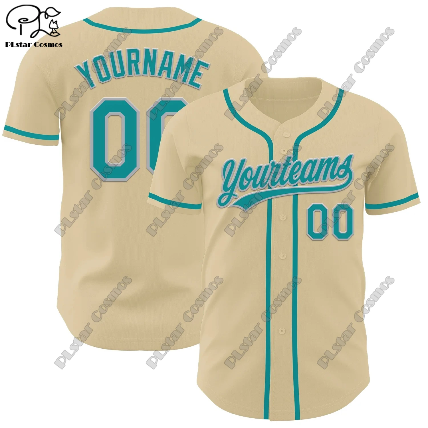 PLSTAR COSMOS customized team name 3D printing design apricot color genuine baseball uniform summer new short sleeve X-1